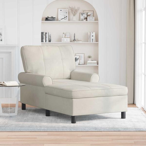 ARDEBO.de - Lounge-Liege mit Kissen Creme 91 x 157 x 91 cm Samt