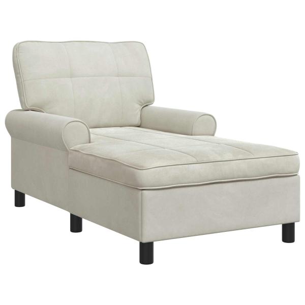 Lounge-Liege mit Kissen Creme 91 x 157 x 91 cm Samt