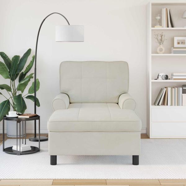 Lounge-Liege mit Kissen Creme 91 x 157 x 91 cm Samt