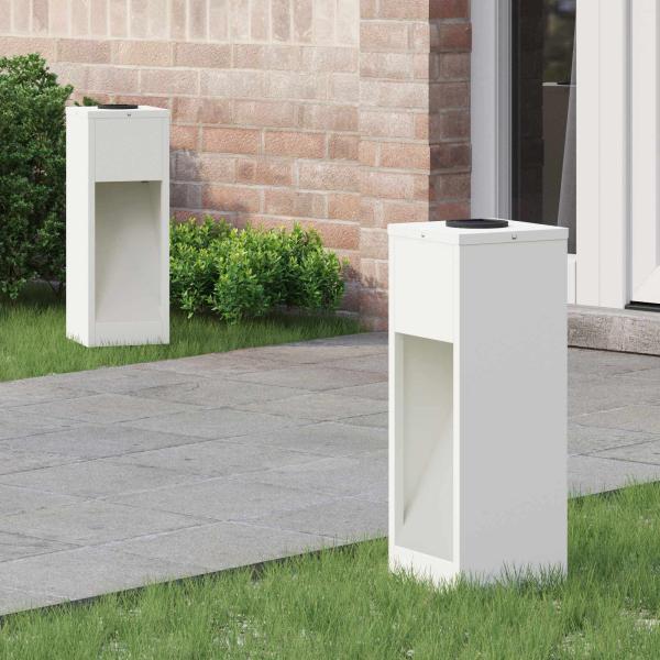 ARDEBO.de - Solar LED Wegeleuchte 2 pcs Weiß Kalt gewalzter Stahl
