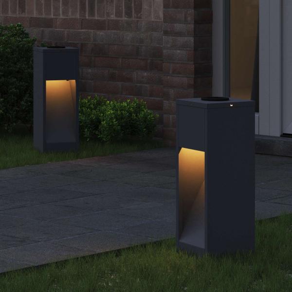 Solar LED Wegeleuchte 2 pcs Anthrazit Kalt gewalzter Stahl