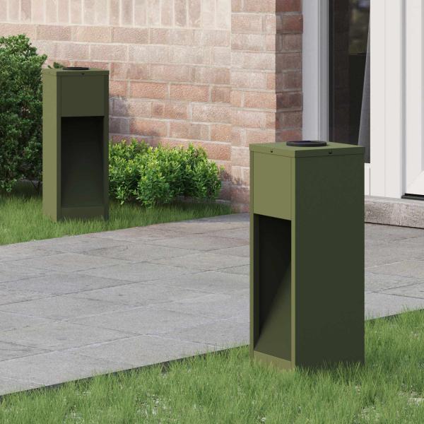 ARDEBO.de - Solar LED Wegeleuchte 2 pcs Olive Grün Kalt gewalzter Stahl