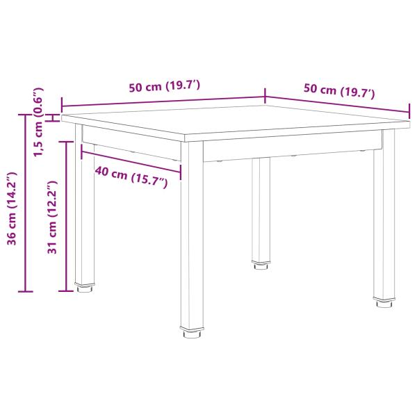 Couchtisch Natur 50 x 50 x 36 cm Massives Kiefernholz