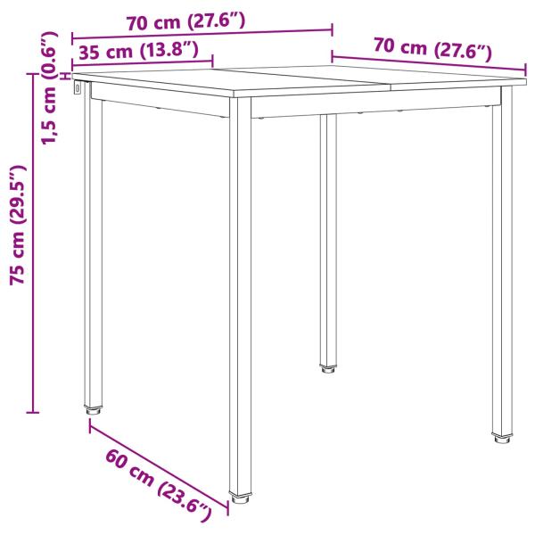 ARDEBO.de - Esstisch Weiß 70 x 70 x 75 cm Massives Kiefernholz