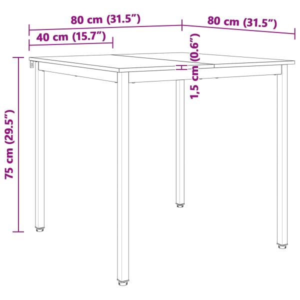 Esstisch Natur 80 x 80 x 75 cm Massives Kiefernholz