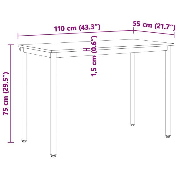 Esstisch Weiß 110 x 55 x 75 cm Massives Kiefernholz