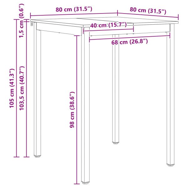 Bartisch Natur 110 x 55 x 105 cm Massives Kiefernholz