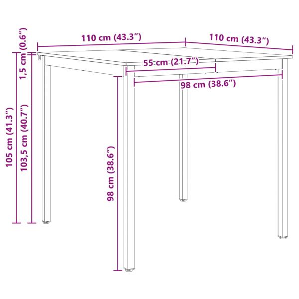 Bartisch Weiß 110 x 55 x 105 cm Massives Kiefernholz