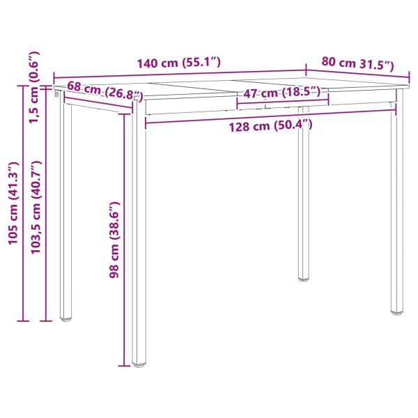 ARDEBO.de - Bartisch Natur 110 x 55 x 105 cm Massives Kiefernholz