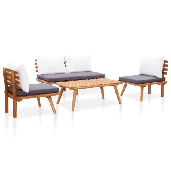 ARDEBO.de - 4-teiliges Garten-Lounge-Set mit Kissen, Massivholz Akazie