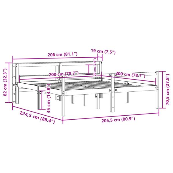 Seniorenbett mit Kopfteil 200x200 cm Massivholz Kiefer
