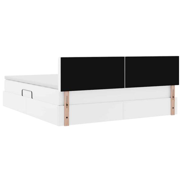 Bett mit Stauraum und LED Reinweiß 160 x 200 cm Kunstleder