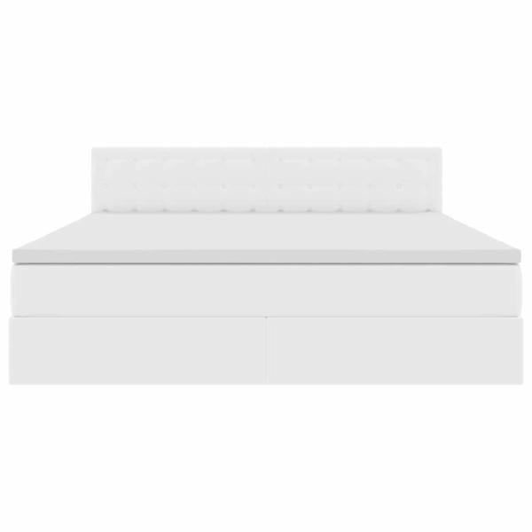 Bett mit Stauraum und LED Reinweiß 160 x 200 cm Kunstleder