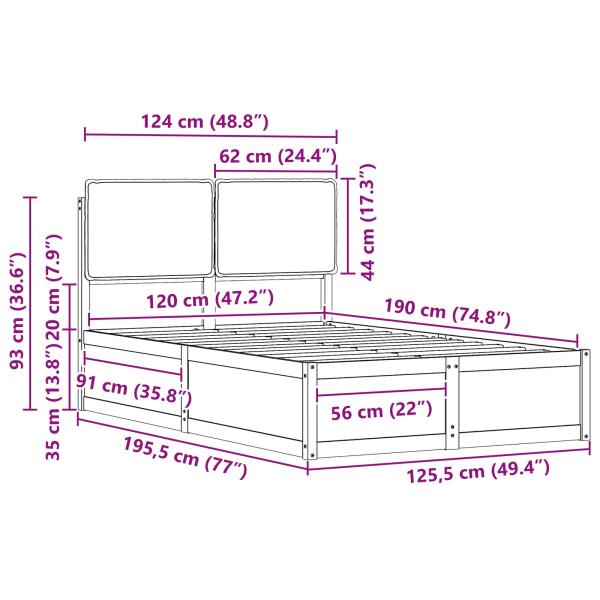 Bettgestell mit gepolstertem Kopfteil Taupe 120 x 190 cm
