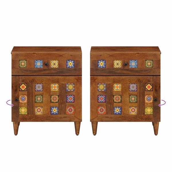 Nachttisch Braun 50 x 33 x 60 cm Massivholz Mango