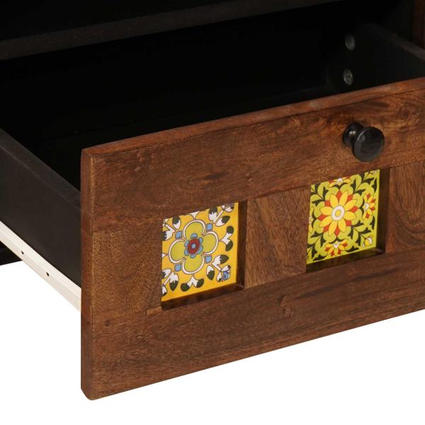 TV-Schränk mit Tür Walnuss 105 x 33,5 x 46 cm Massivholz Mango