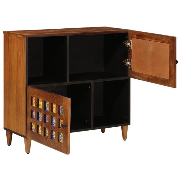 ARDEBO.de - Sideboard mit Tür Walnuss 80 x 33,5 x 75 cm Massivholz Mango