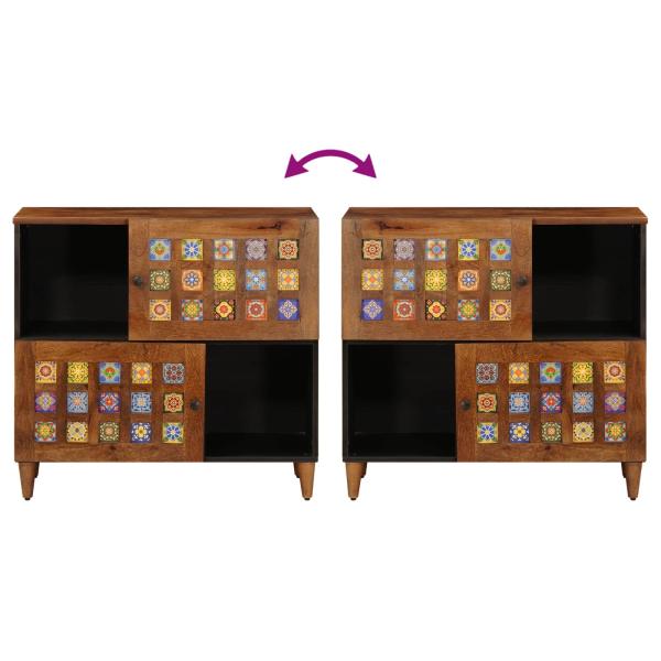 Sideboard mit Tür Walnuss 80 x 33,5 x 75 cm Massivholz Mango