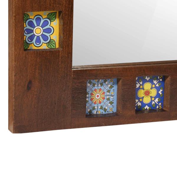 Badezimmer Spiegel Walnuss 50 x 70 x 3 cm Massivholz Mango