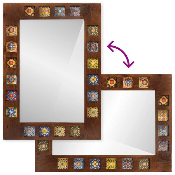 Badezimmer Spiegel Walnuss 50 x 70 x 3 cm Massivholz Mango