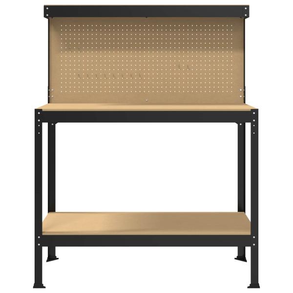 ARDEBO.de - Werkbänke mit Regal Schwarz 81 x 41 x 145 cm Holzwerkstoff