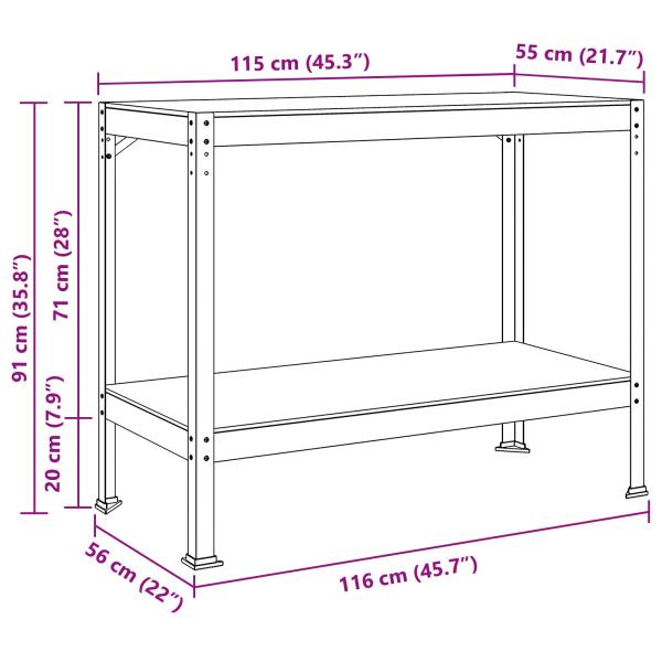Werkbänke mit Regal Schwarz 81 x 41 x 145 cm Holzwerkstoff