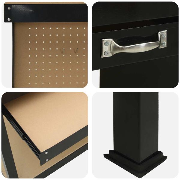 Werkbänke mit Schubladen Schwarz 81 x 41 x 145 cm Holzwerkstoff