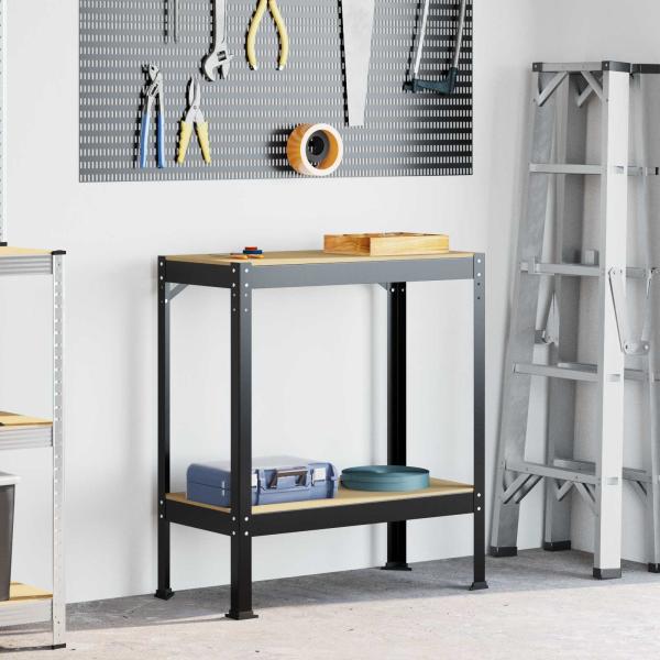 ARDEBO.de - Werkbänke mit Regal Schwarz 81 x 41 x 145 cm Holzwerkstoff