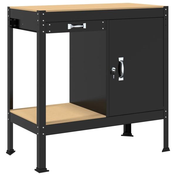 Werkbänke mit Schubladen Schwarz 81 x 41 x 145 cm Holzwerkstoff