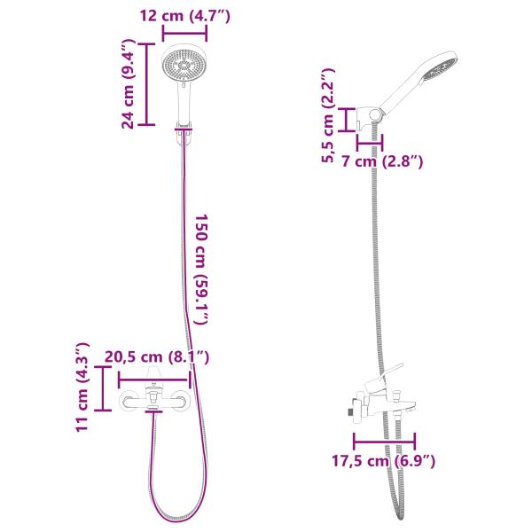 Duschkopf Set Schwarz G 1 / 2 Zoll