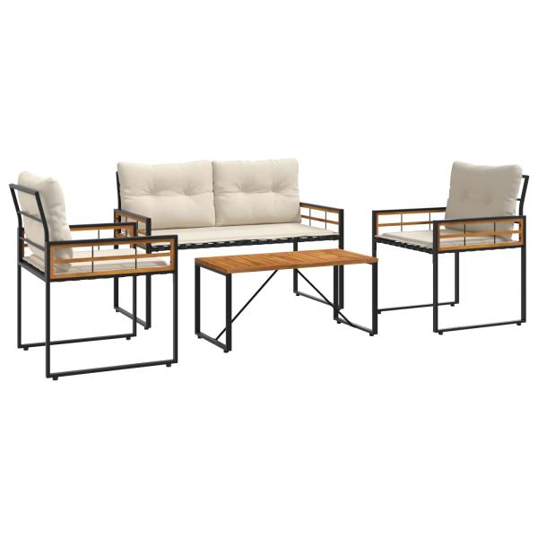 Gartenmöbel Set mit Kissen 4 pcs Creme