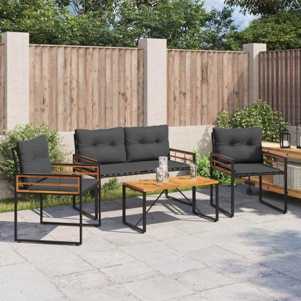 ARDEBO.de - Gartenmöbel Set mit Kissen 4 pcs Blassgrau