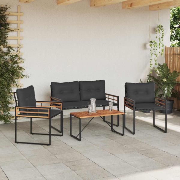 Gartenmöbel Set mit Kissen 4 pcs Blassgrau