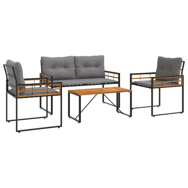 Gartenmöbel Set mit Kissen 4 pcs Hellgrau