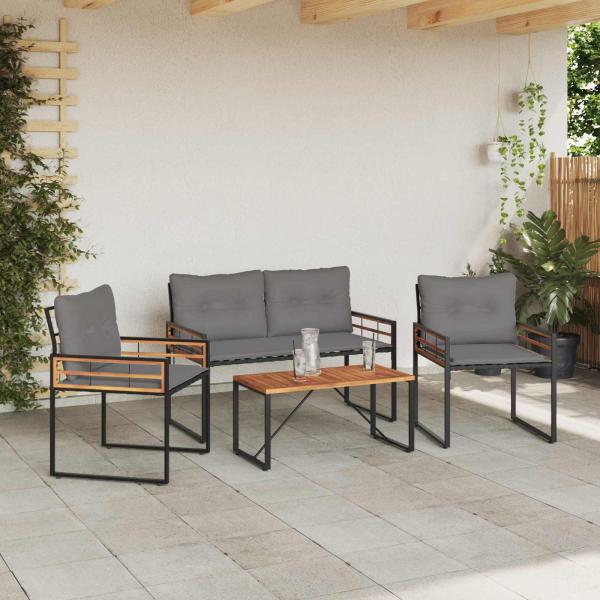 Gartenmöbel Set mit Kissen 4 pcs Hellgrau