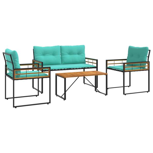 Gartenmöbel Set mit Kissen 4 pcs Türkis