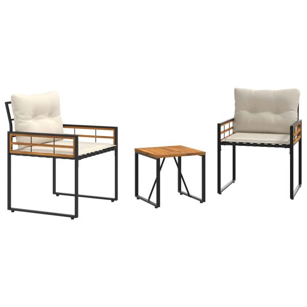 Gartenmöbel Set mit Kissen 3 pcs Creme