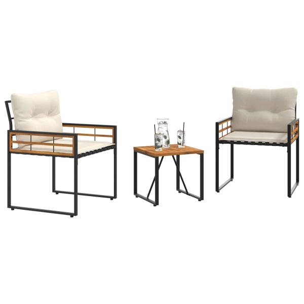 Gartenmöbel Set mit Kissen 3 pcs Creme