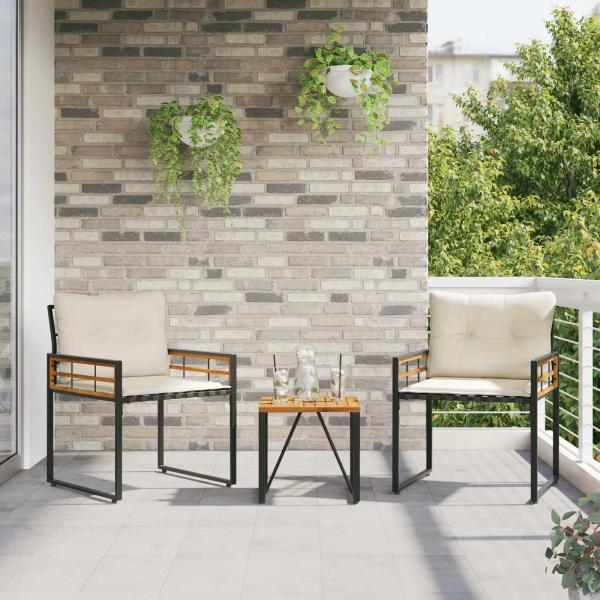 Gartenmöbel Set mit Kissen 3 pcs Creme