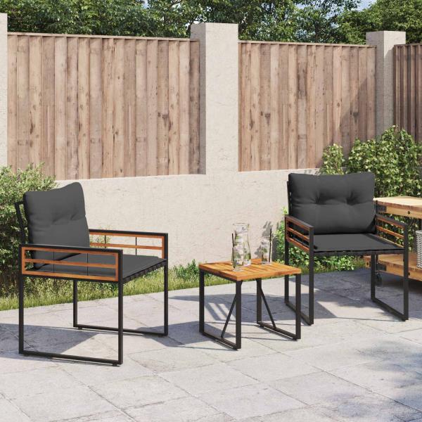 ARDEBO.de - Gartenmöbel Set mit Kissen 3 pcs Blassgrau