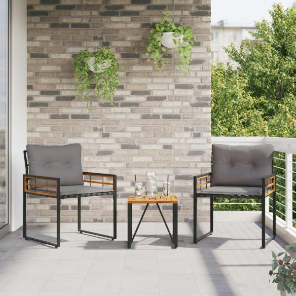 Gartenmöbel Set mit Kissen 3 pcs Hellgrau