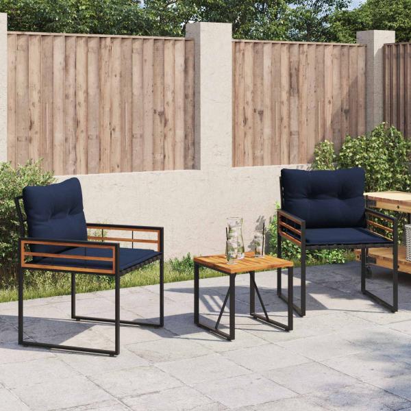 ARDEBO.de - Gartenmöbel Set mit Kissen 3 pcs Marineblau