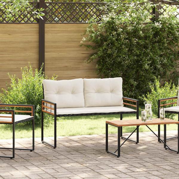 ARDEBO.de - Holz-Lagenbank mit Kissen Uni mit Kissen Creme 114 x 55 x 77 cm