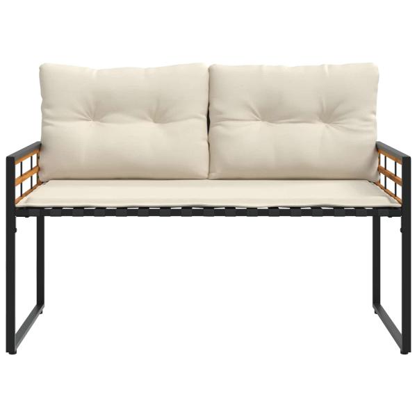 Holz-Lagenbank mit Kissen Uni mit Kissen Creme 114 x 55 x 77 cm