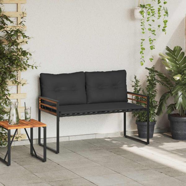 Holz-Lagenbank mit Kissen Uni Blassgrau 114 x 55 x 77 cm