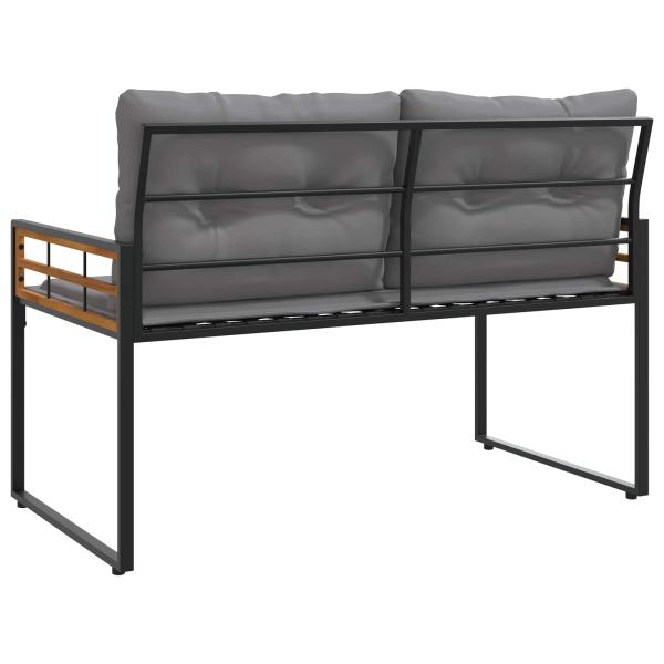 Holz-Lagenbank mit Kissen Uni Hellgrau 114 x 55 x 77 cm