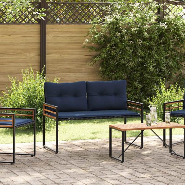 ARDEBO.de - Holz-Lagenbank mit Kissen Uni Marineblau 114 x 55 x 77 cm