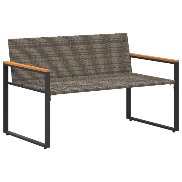 Bank mit Kissen Grau und Dunkelgrau 115 x 65 x 72 cm Rattan