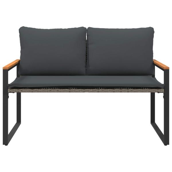 Bank mit Kissen Grau und Dunkelgrau 115 x 65 x 72 cm Rattan