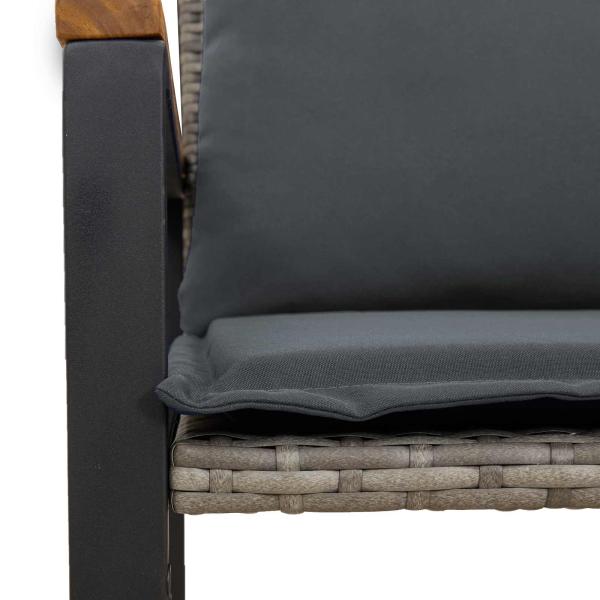 Bank mit Kissen Grau und Dunkelgrau 115 x 65 x 72 cm Rattan